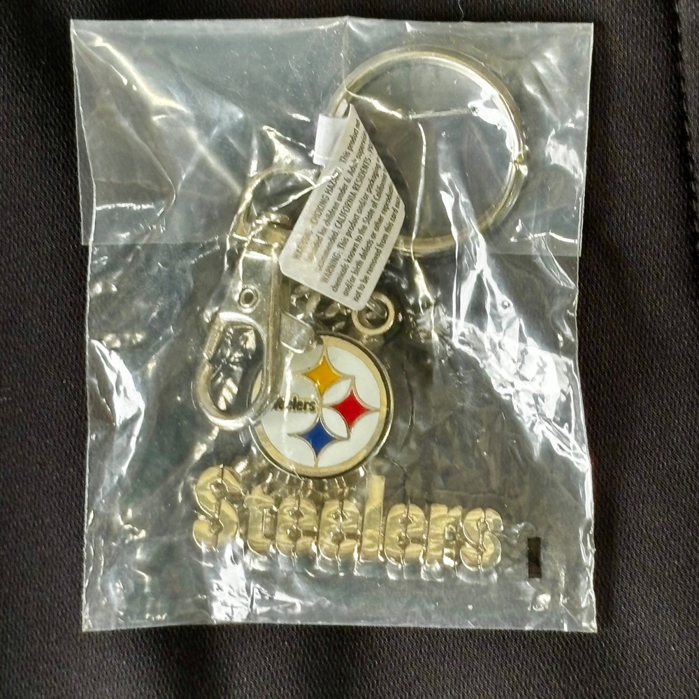 NFL Pittsburgh Steelers Keychain Unisex OS Silver NIP Logo Lobster Clasp Metal